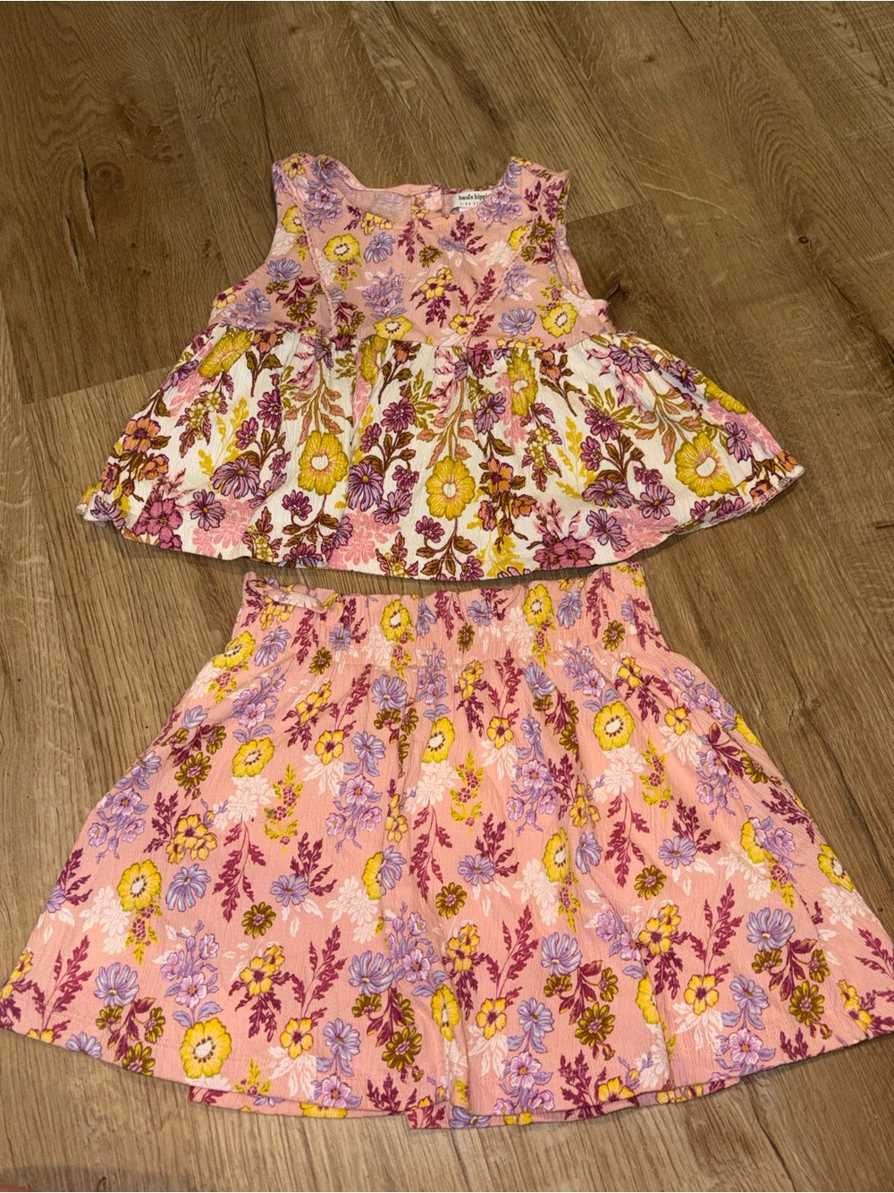 Haute Hippie Kids Boho Pink Floral Two-Piece Skirt Set